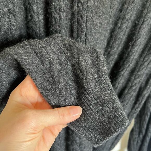 Naadam Cashmere Sweater Cable Knit Rollneck Gray Large - Picture 6 of 7